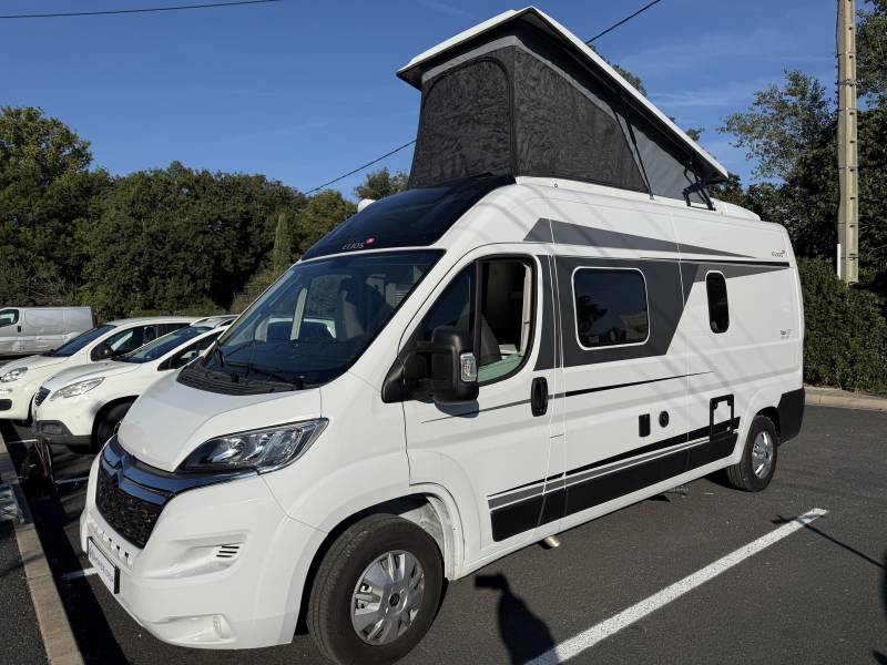 Fourgon ELIOS 59T SKYLIFT - 4 couchages toit relevable - Première main état proche du neuf - Garantie constructeur 03/2027 - Prêt à partir - Citroën 2.2L 140CH